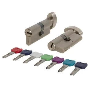 Цилиндровый механизм MaxPro7002Knob80mm(30+10+40) SN никель 7key с вертушкой